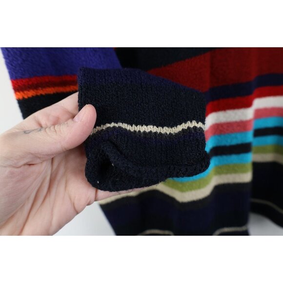 Vintage 90s Express Womens Medium Rainbow Striped Marled Knit Collared Sweater - Picture 8 of 11
